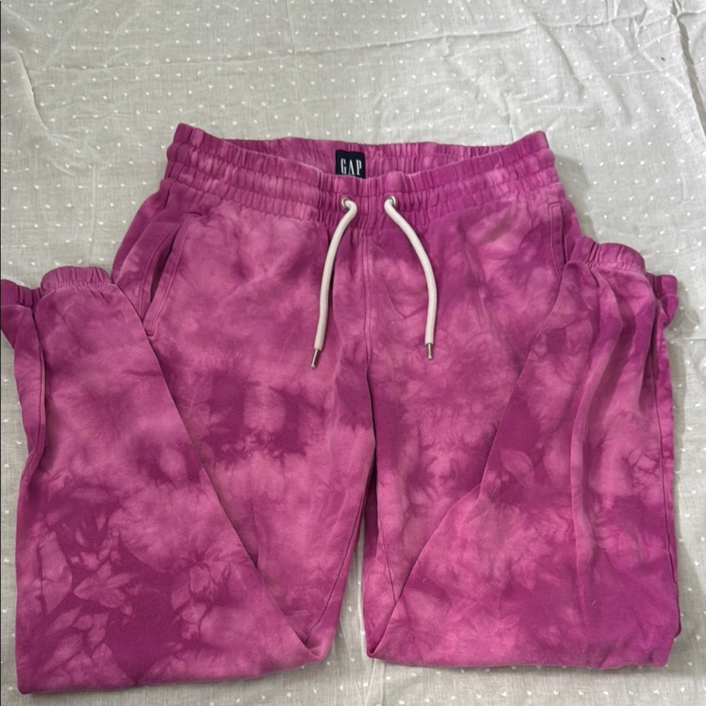 GAP Pink Sweatpants with Trendy Tie-Dye Effect